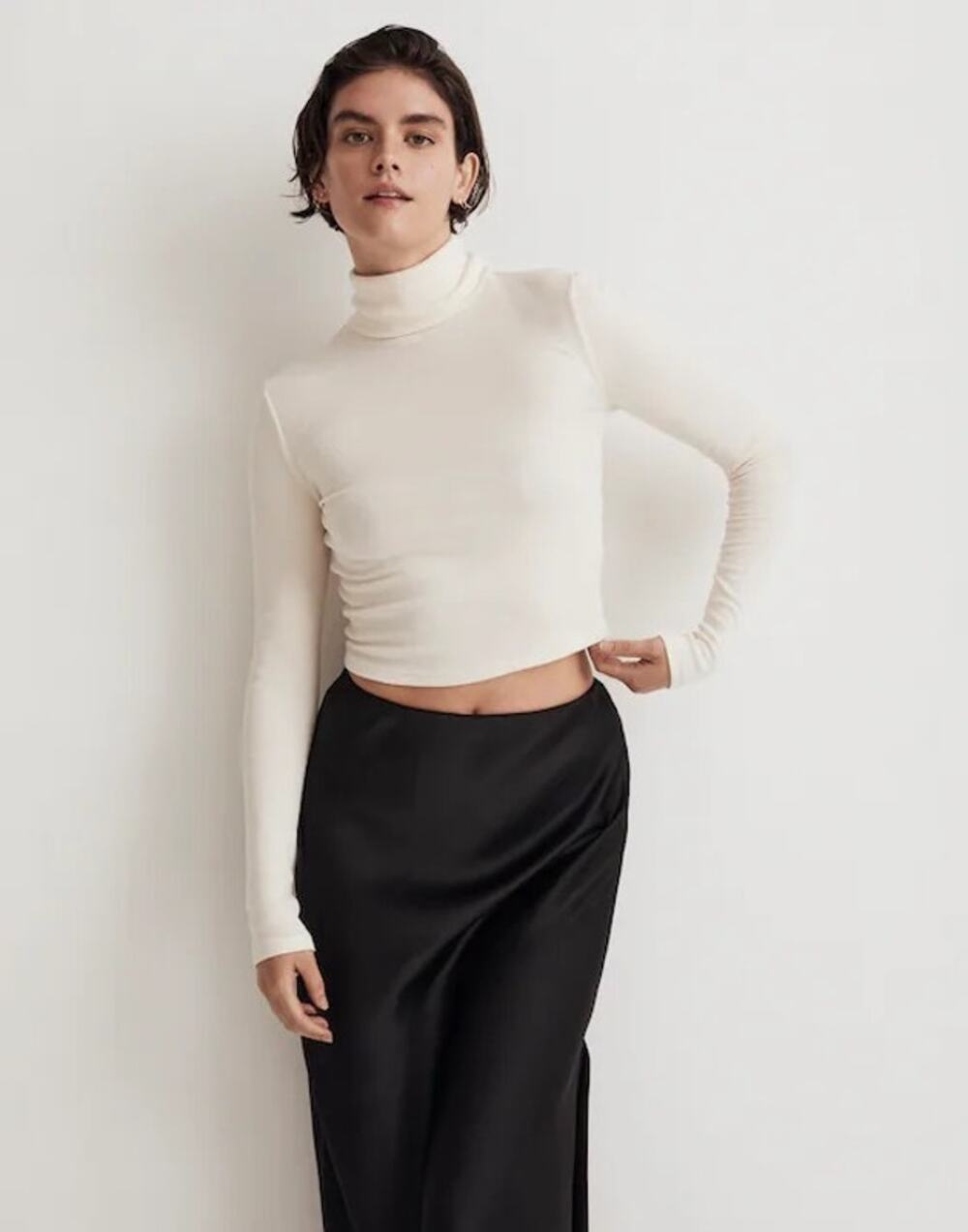 Madewell Turtleneck Long-Sleeve Tee in Antique Cream Size XXS